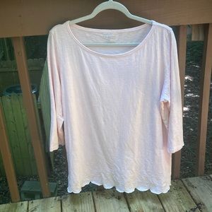 Talbots Light Pink Long Sleeve Scoop Neck Tee